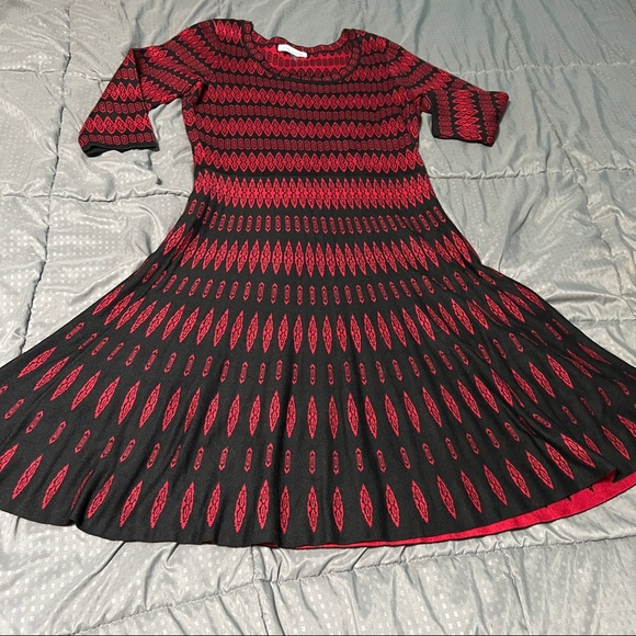 Danny and Nicole red & black dress rayon & polyester comfy size large - Picture 2 of 9